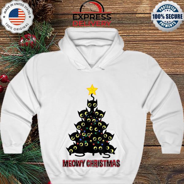 Black cat Christmas tree Meowy Christmas s hoodie