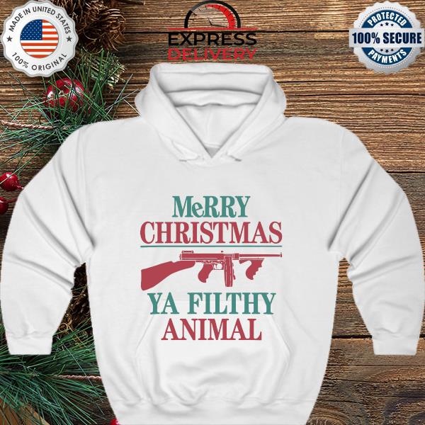 Tommy gun Merry Christmas ya filthy animal Sweater hoodie
